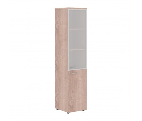 Шкаф колонка комбинированая с дверьми в металлической рамке и топом (Сосна Эдмонт) Xten