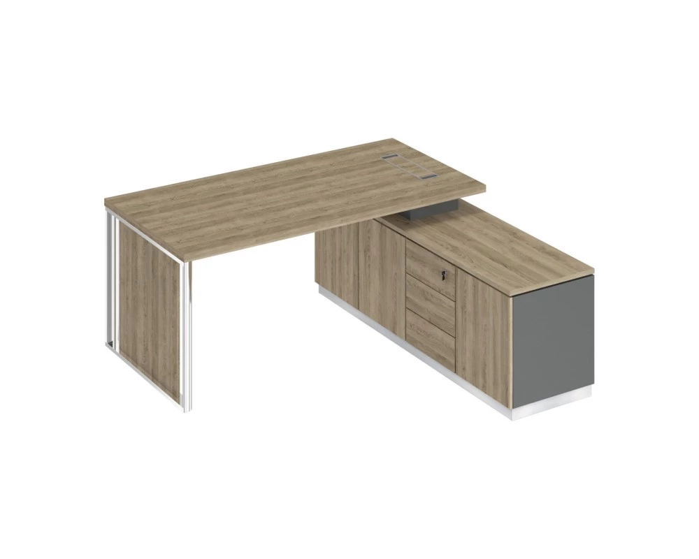 Стол руководителя на опорной тумбе (левый/правый) с декоративной вставкой БР 107 Bravo