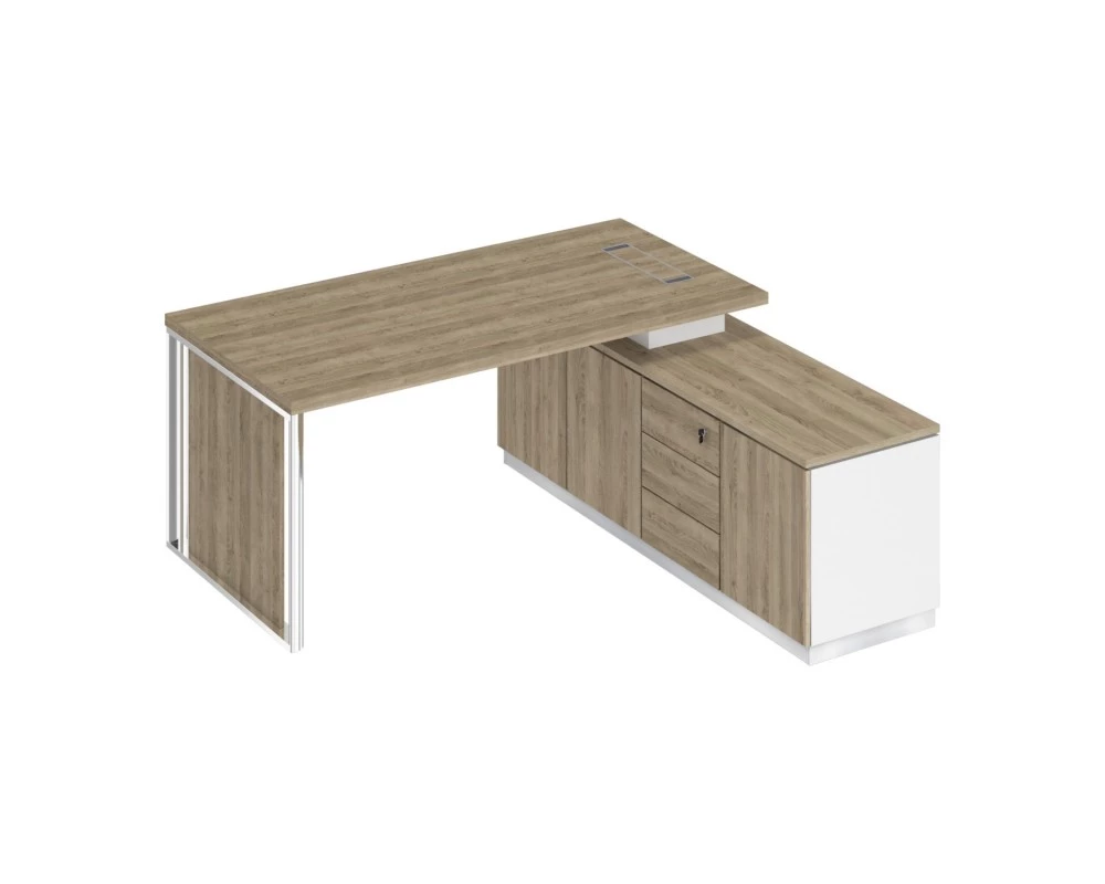 Стол руководителя на опорной тумбе (левый/правый) с декоративной вставкой БР 107 Bravo