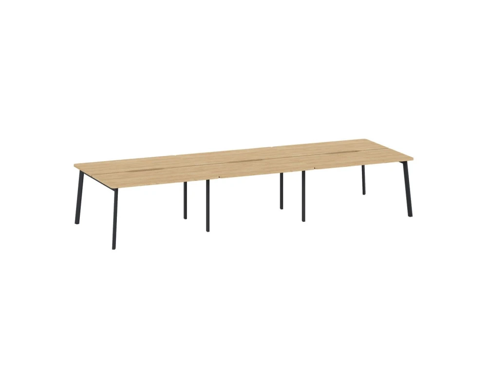 Бенч 6 рабочих мест с вырезом 414x141x75 Flex Гикори/Графит