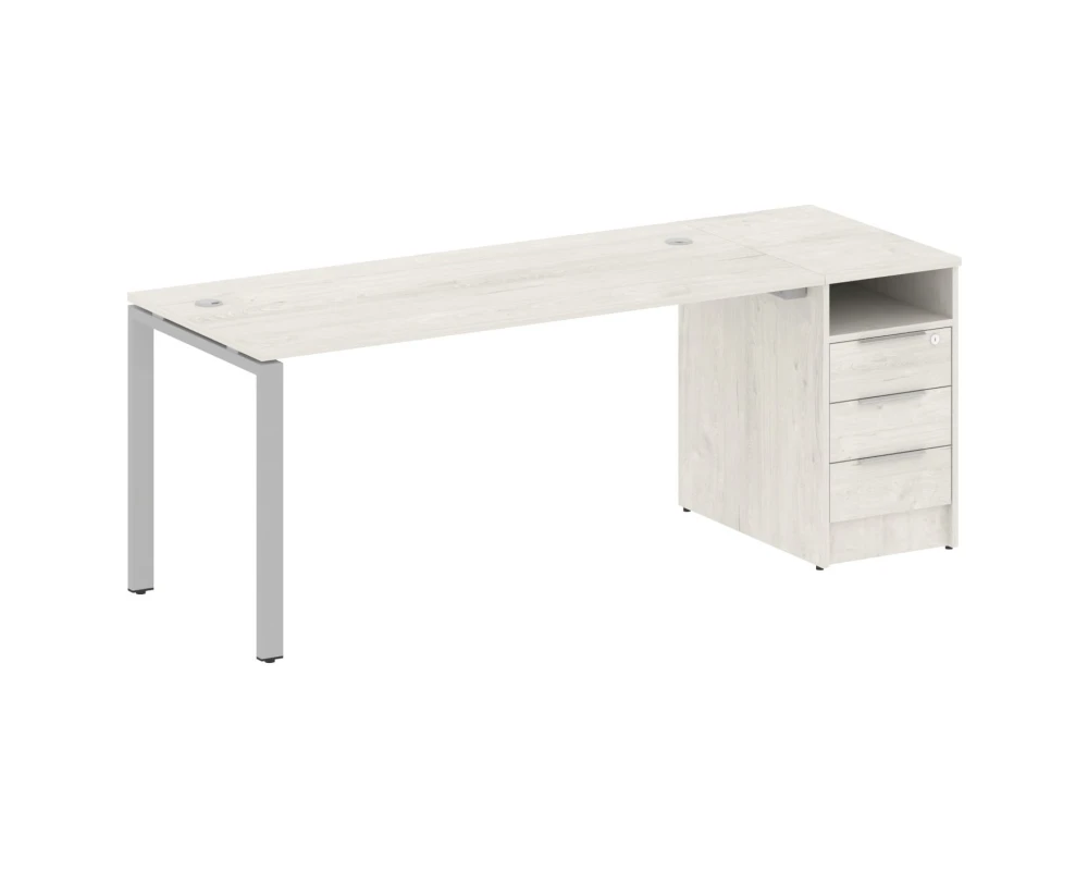 Рабочая станция на П-образном м/к с опорной тумбой 201,2x72x75 Метал Систем / Metal System