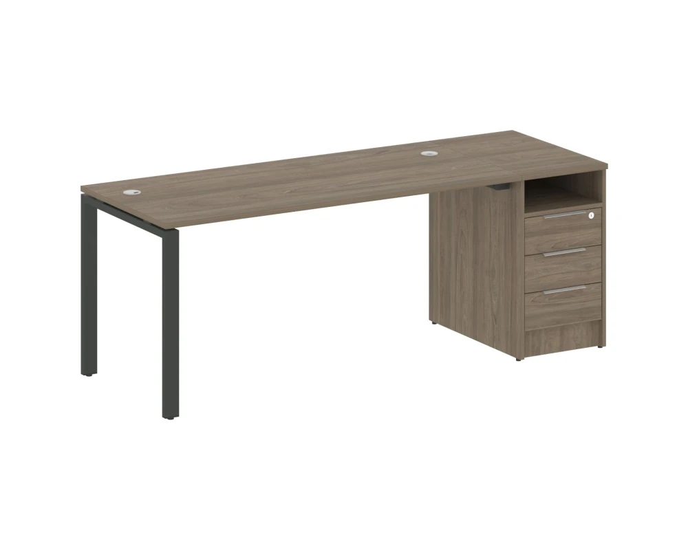 Рабочая станция на П-образном м/к с опорной тумбой 201,2x72x75 Метал Систем / Metal System