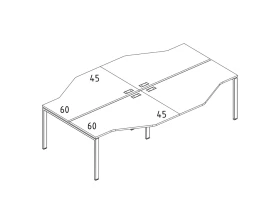 Рабочая станция каркас UNO столы (4х120) Техно A4.PRO images