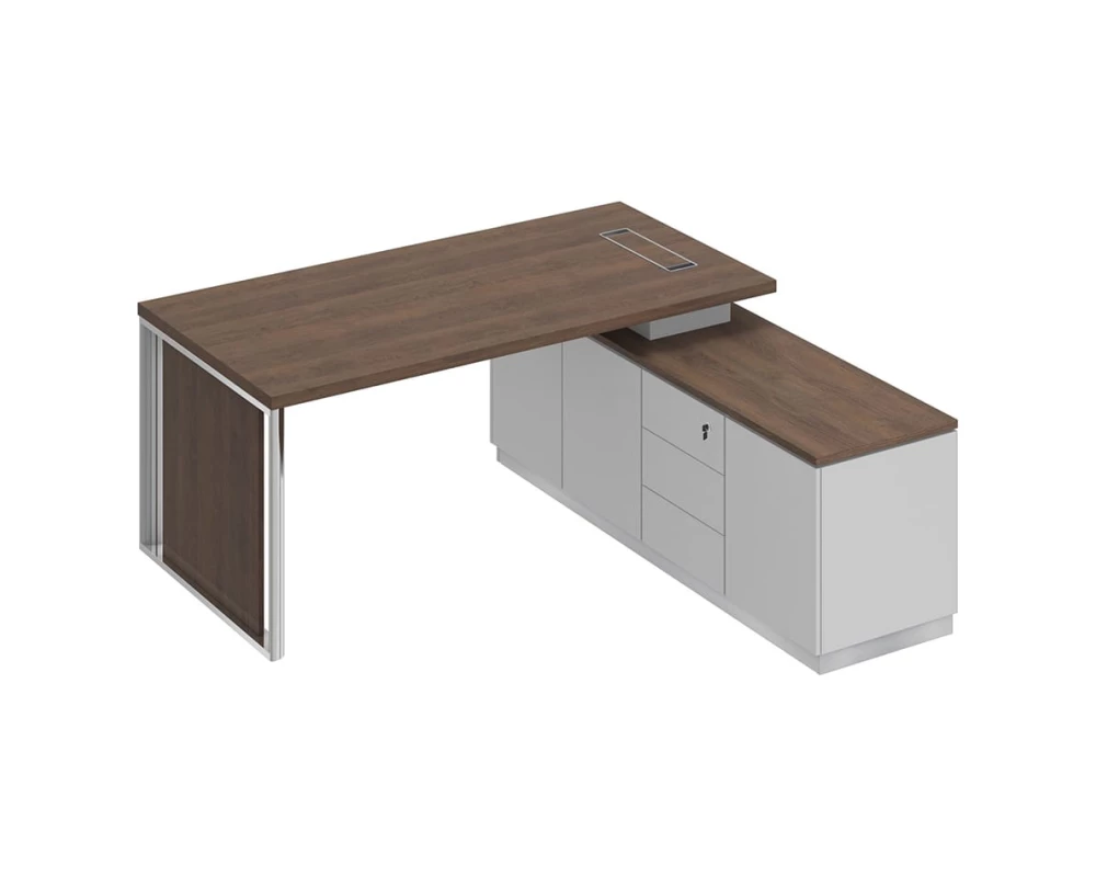 Стол руководителя на опорной тумбе (левый/правый) с декоративной вставкой БР 107 Bravo