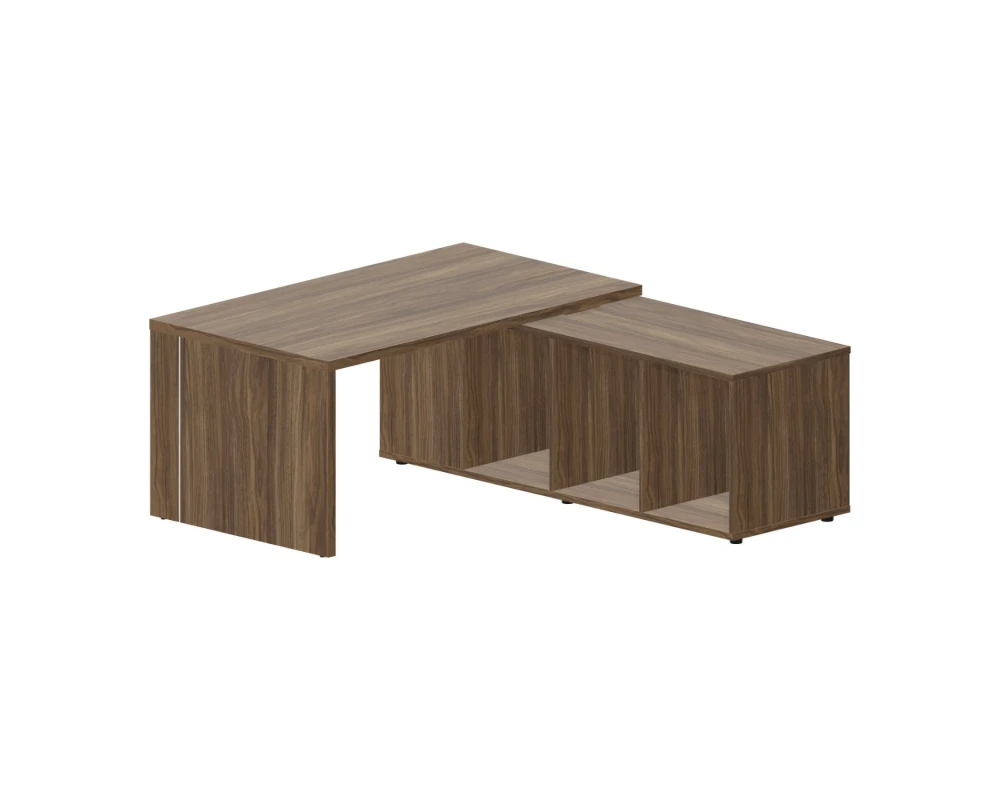 Стол руководителя на опорной сервисной тумбе (правый) 160х180х73,5 Норман / Norman Орех