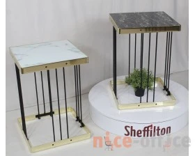 Столик кофейный SHT-CT16 Темный мрамор/Латунь/Черный images