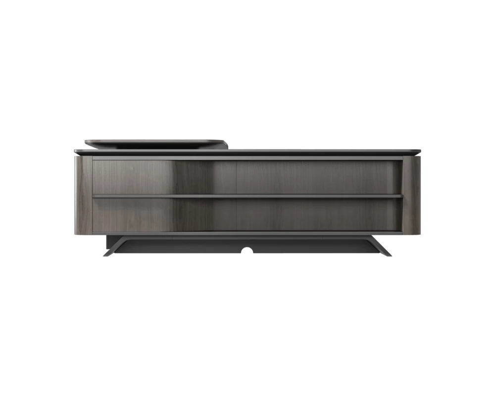 Стол руководителя на опорной сервисной тумбе - левый 2480x2240x750-1150 Atlas (Sun)