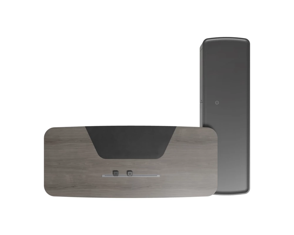 Стол руководителя на опорной сервисной тумбе - левый 2480x2240x750-1150 Atlas (Sun)